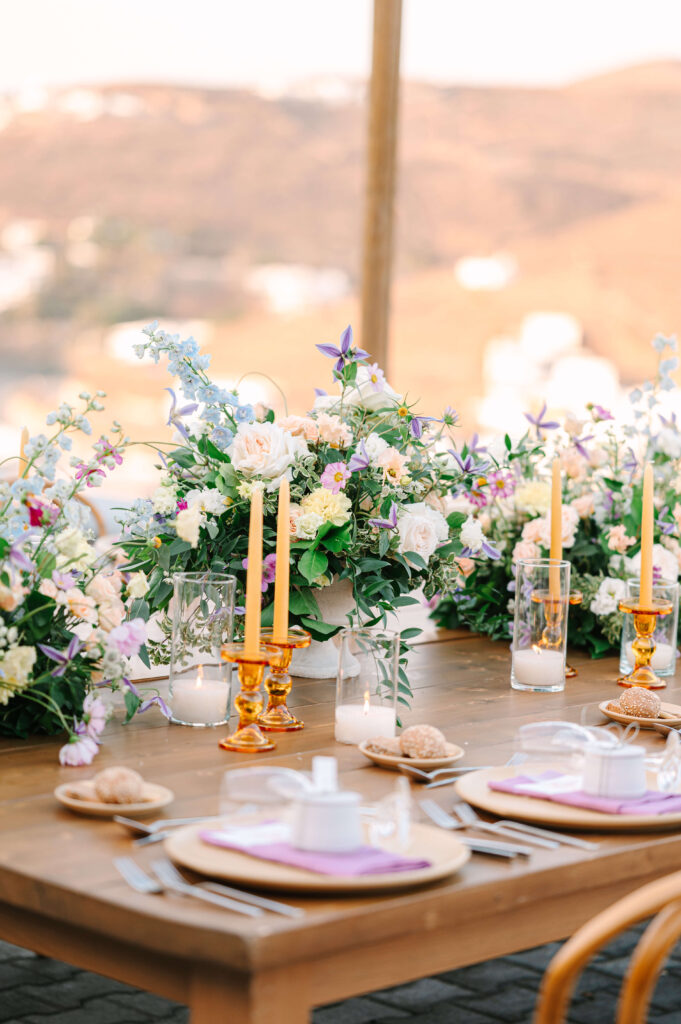 luxury outdoor wedding reception in Athens Riviera